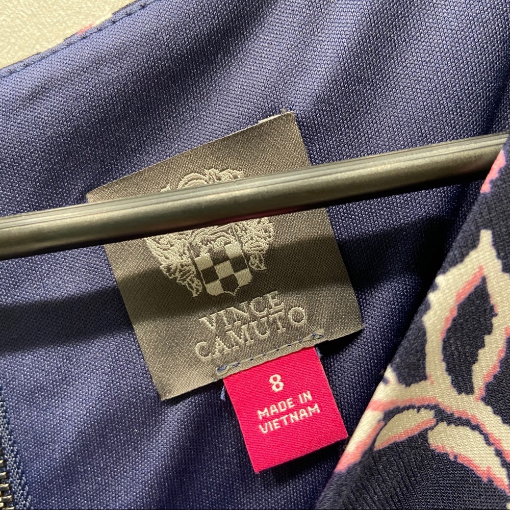 Vince Camuto Patterned Dress Size 8 Blue Navy NWT - Picture 5 of 5